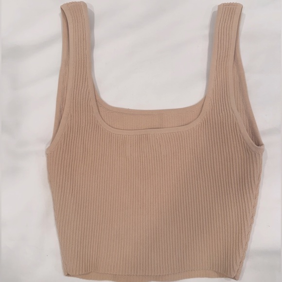 Babaton Sculpt Knit Square Neck Crop Top (Frosted Peach) - Picture 2 of 2